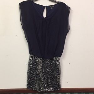 Navy dress with sequins design on bottom